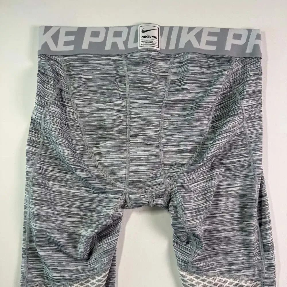 Nike Pro Mens XL Compression Tights Capri Base Layer Space Dye Grey 811392-100